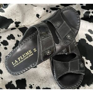 La Plume Jessica Leather Black Platform Sandal Size 6/35 Made‎ in Italy